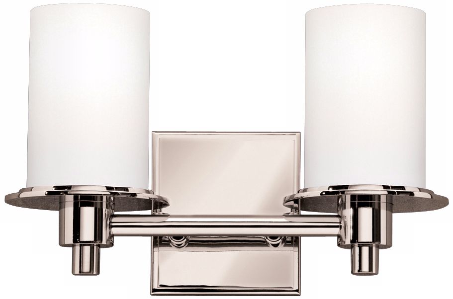 Polished Nickel and Etched Glass 13" Wide Bathroom Light