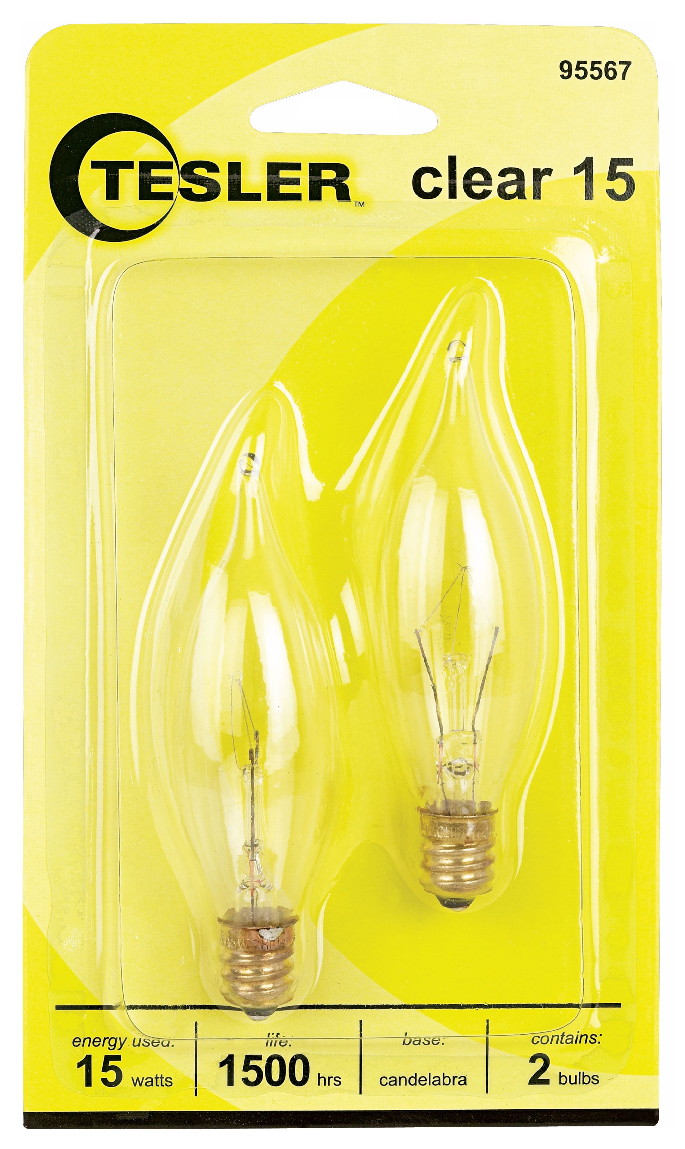 Tesler 15 Watt 2-Pack Bent Tip Candelabra Light Bulbs