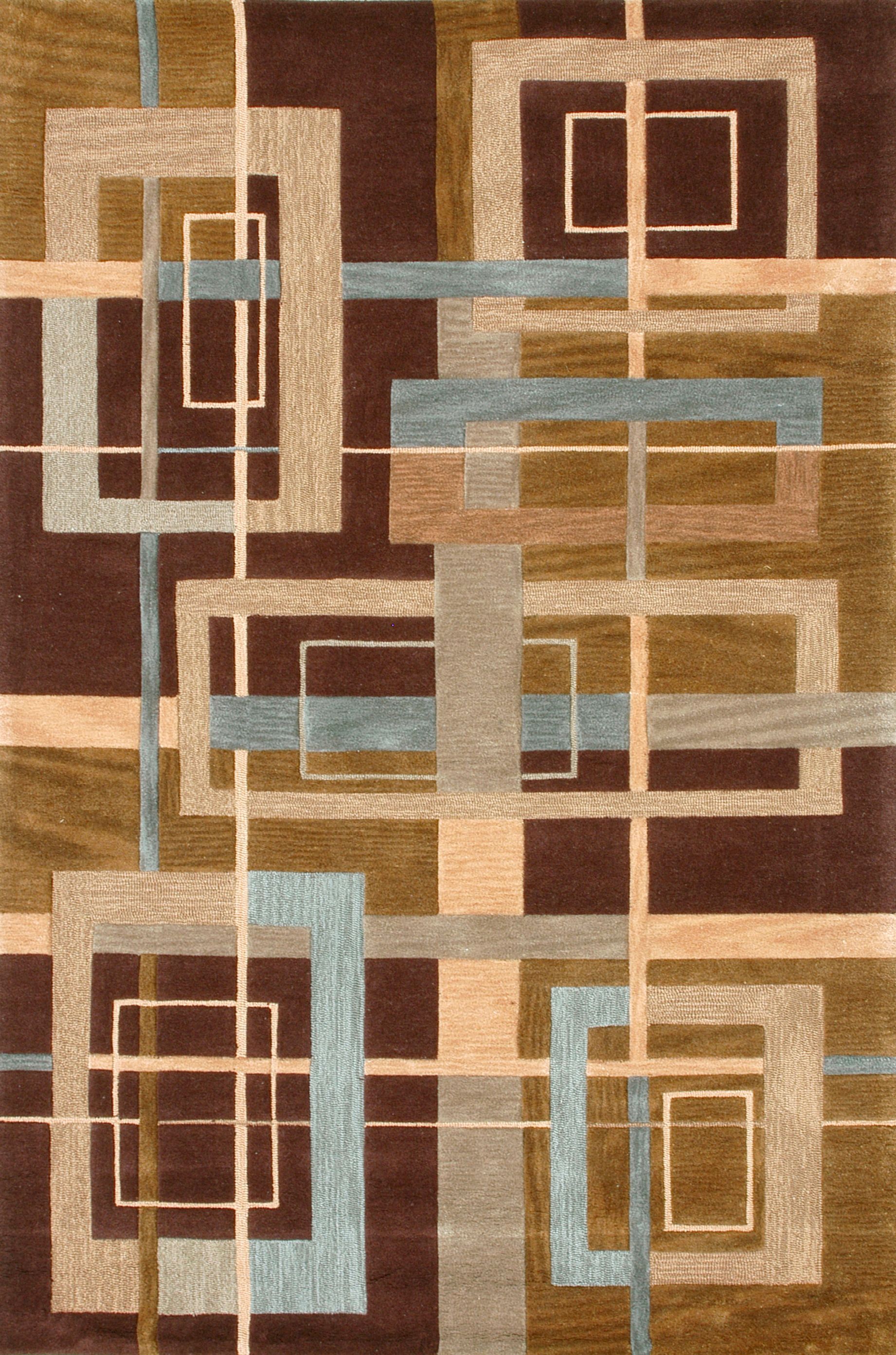 Earthy Dimensions Mocha/Ivory/Sky Blue Area Rug