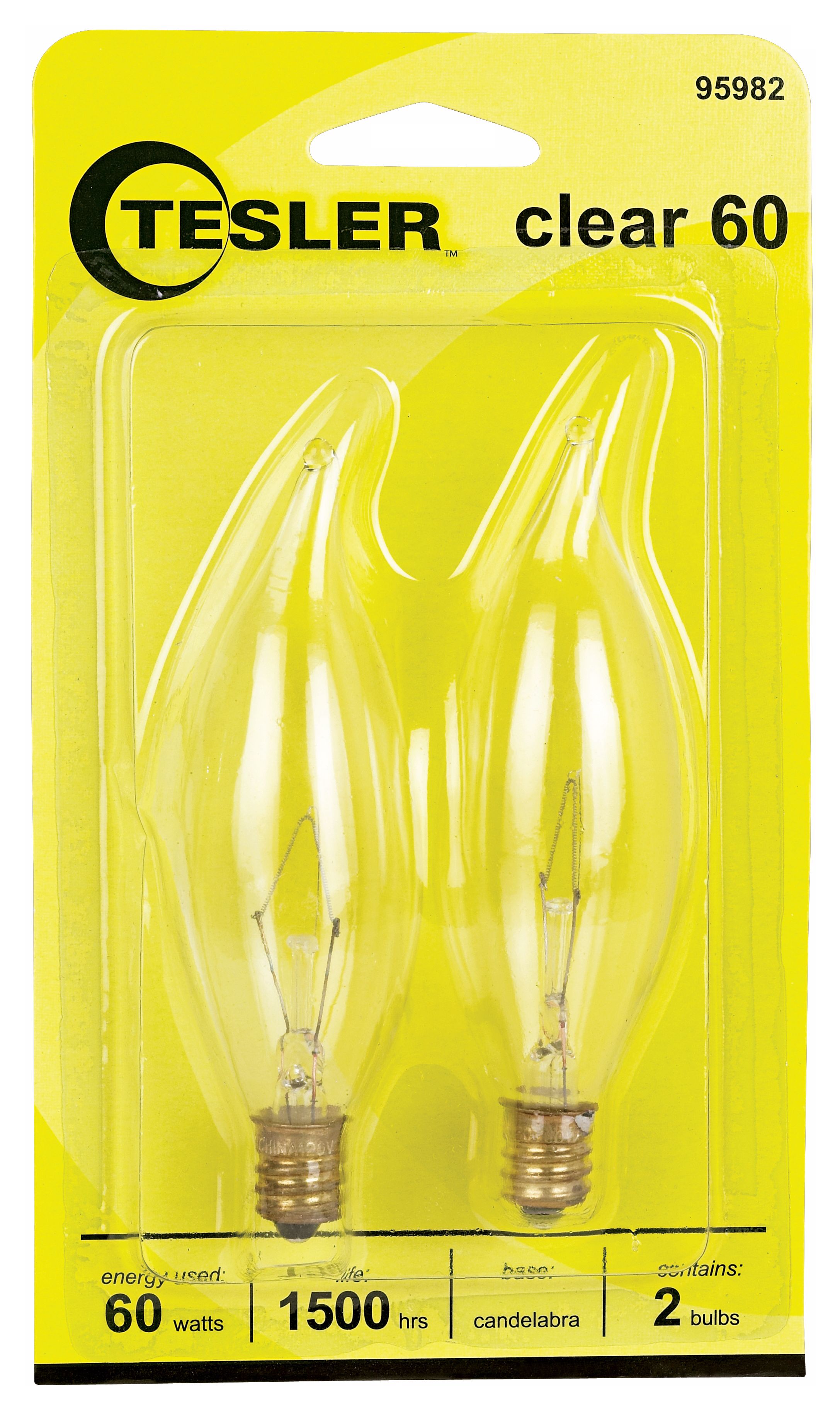 Tesler 60 Watt 2-Pack Bent Tip Candelabra Light Bulbs