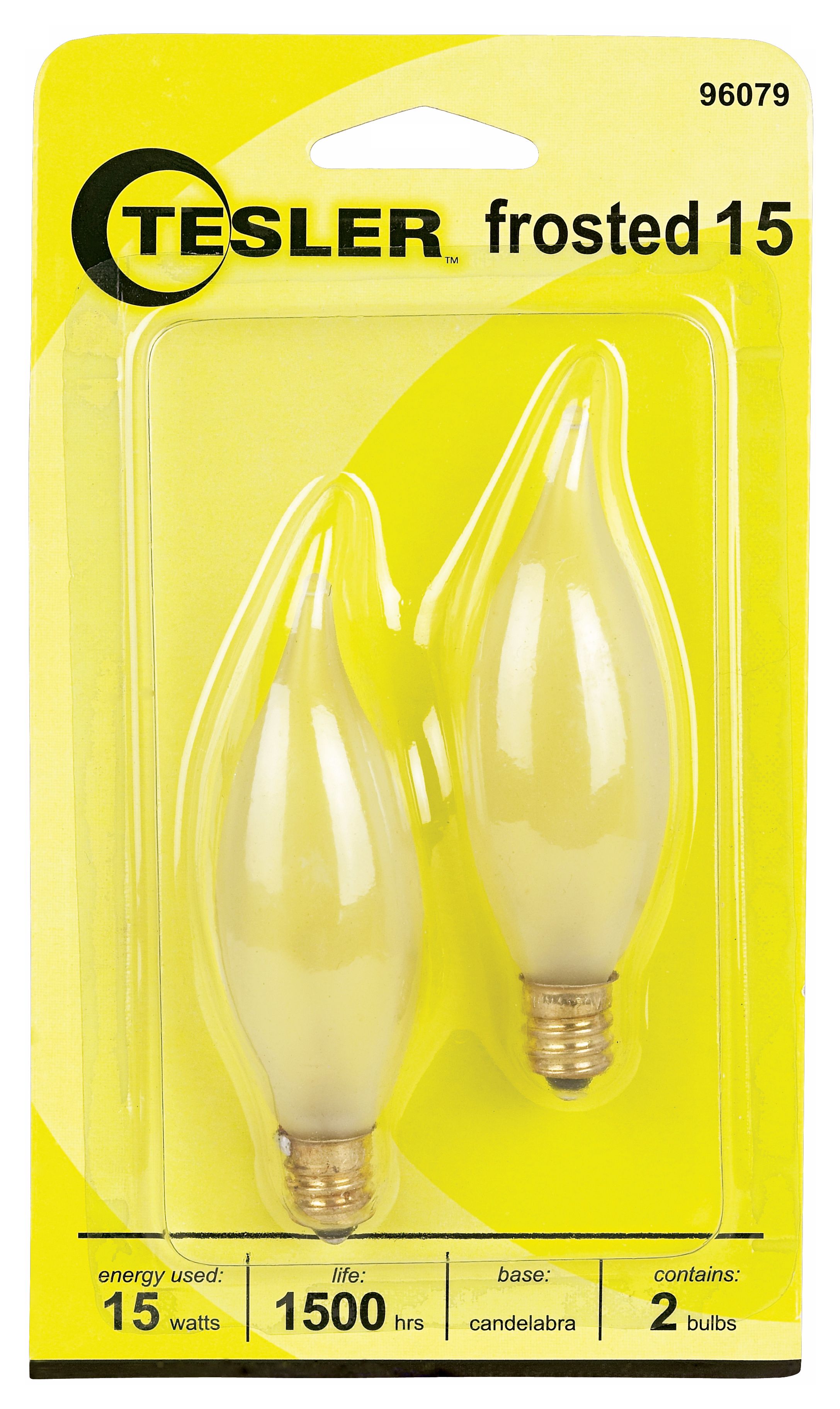 Tesler 15 Watt 2-Pack Frosted Bent Tip Candelabra Bulbs