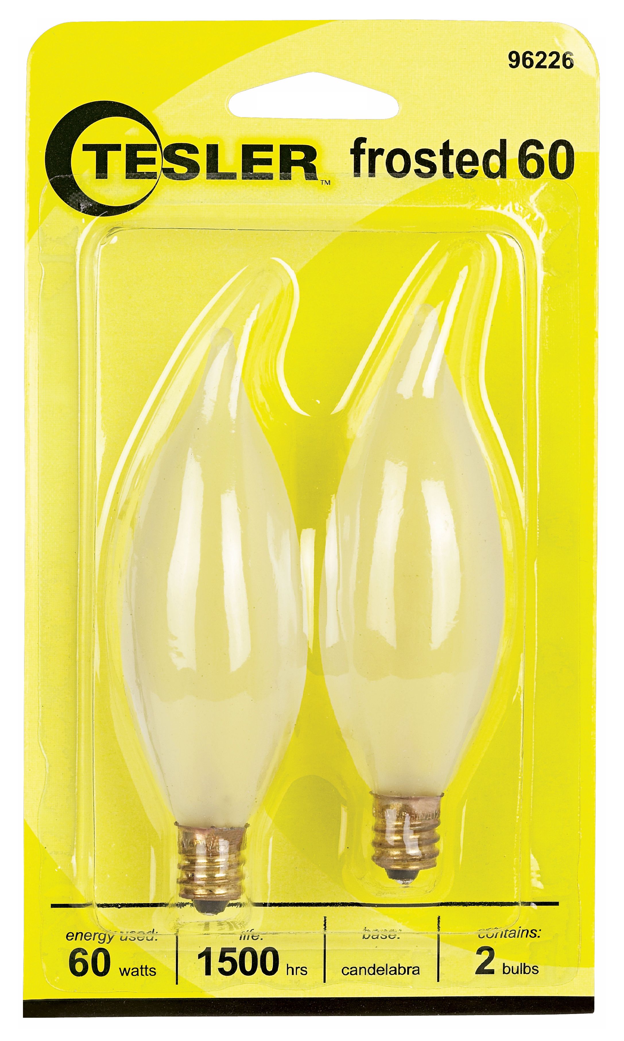 Tesler 60 Watt 2-Pack Frosted Bent Tip Candelabra Bulbs