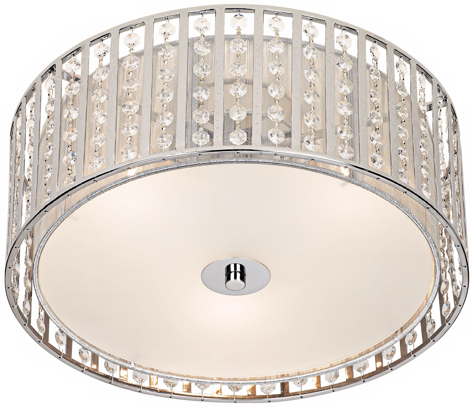 Possini Chrome and Crystal Strands Flushmount Ceiling Light