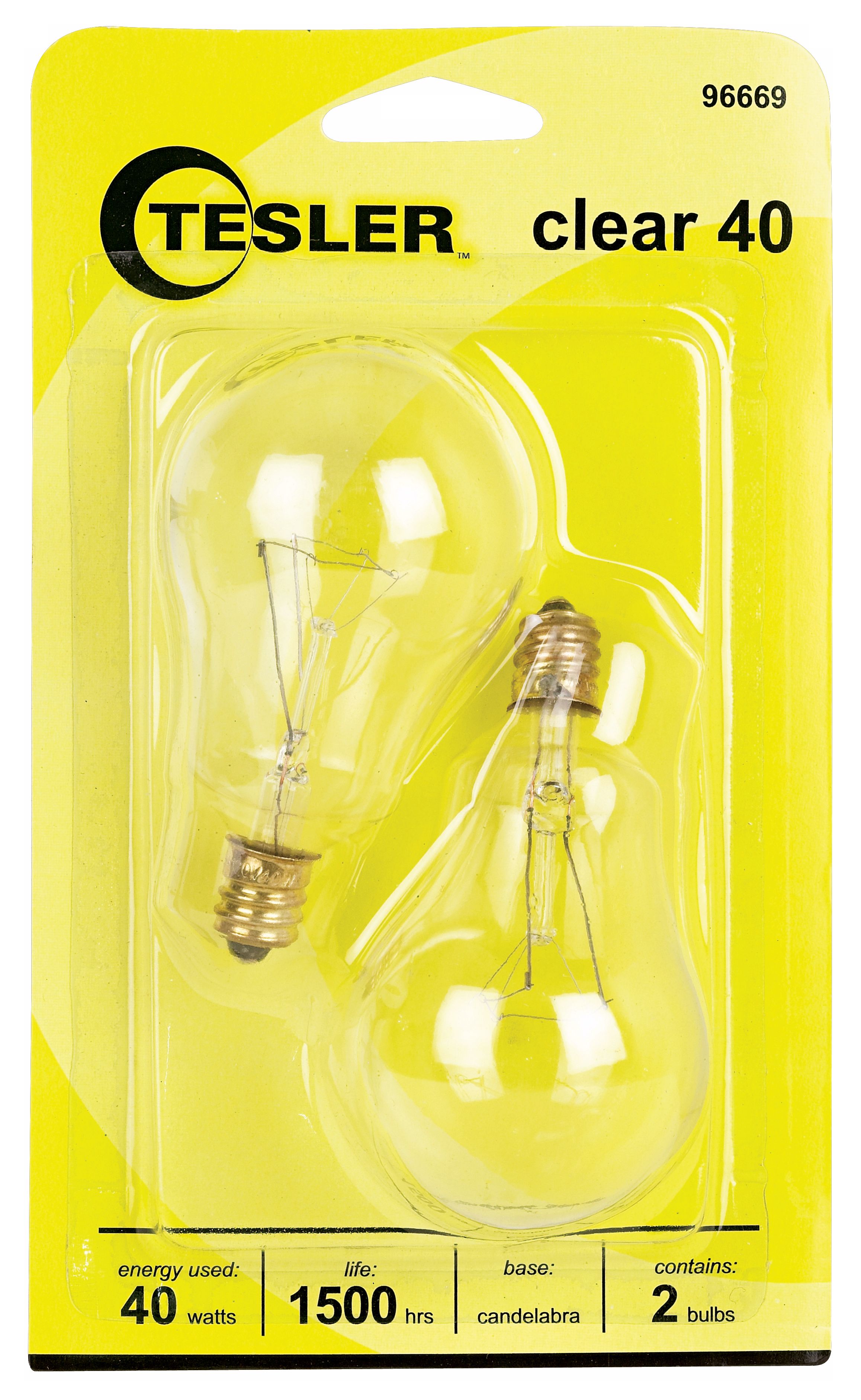 Tesler 40 Watt 2-Pack Clear Ceiling Fan Candelabra Bulbs