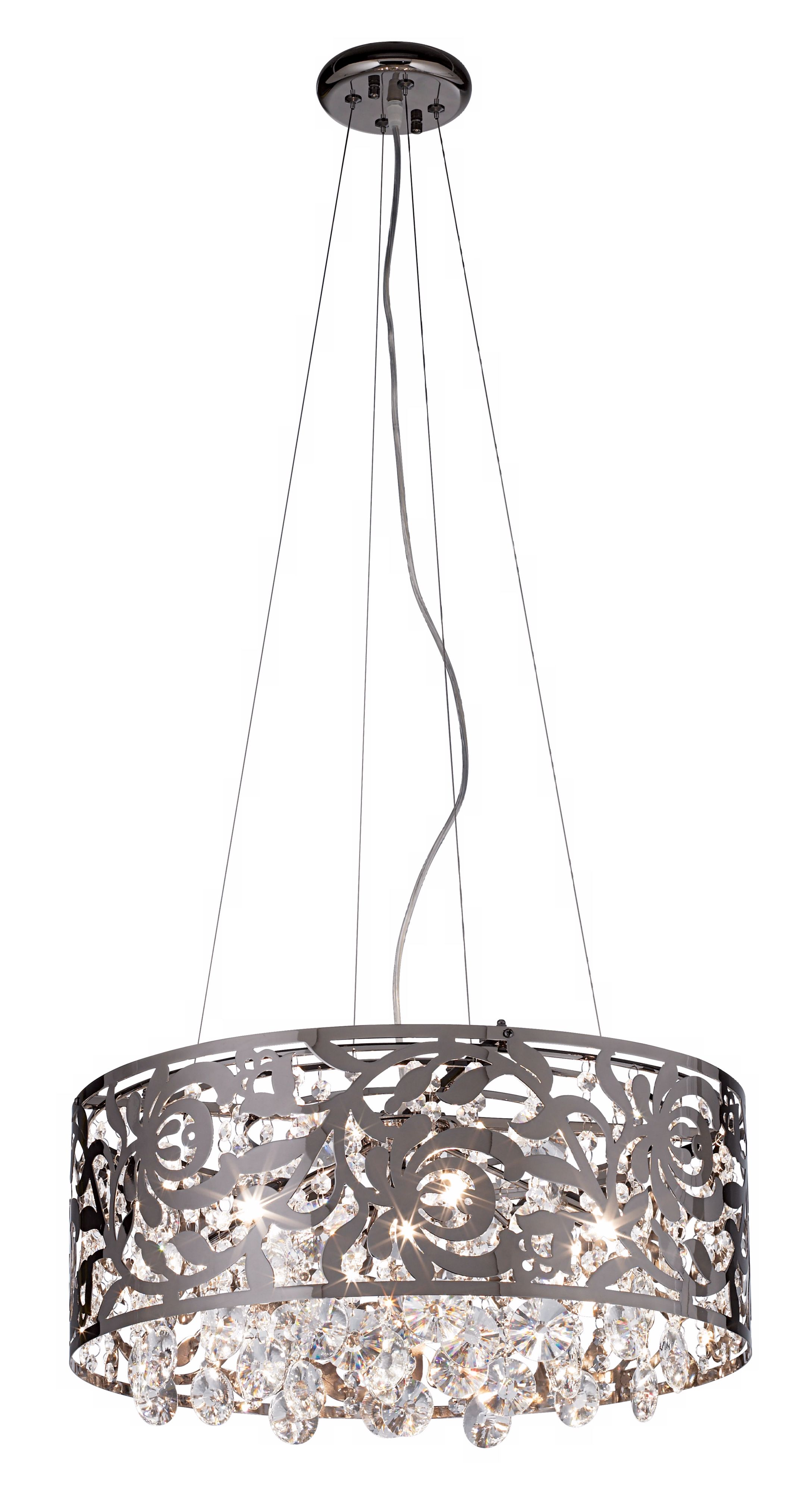 Black Nickel and Crystal Round Pendant Chandelier