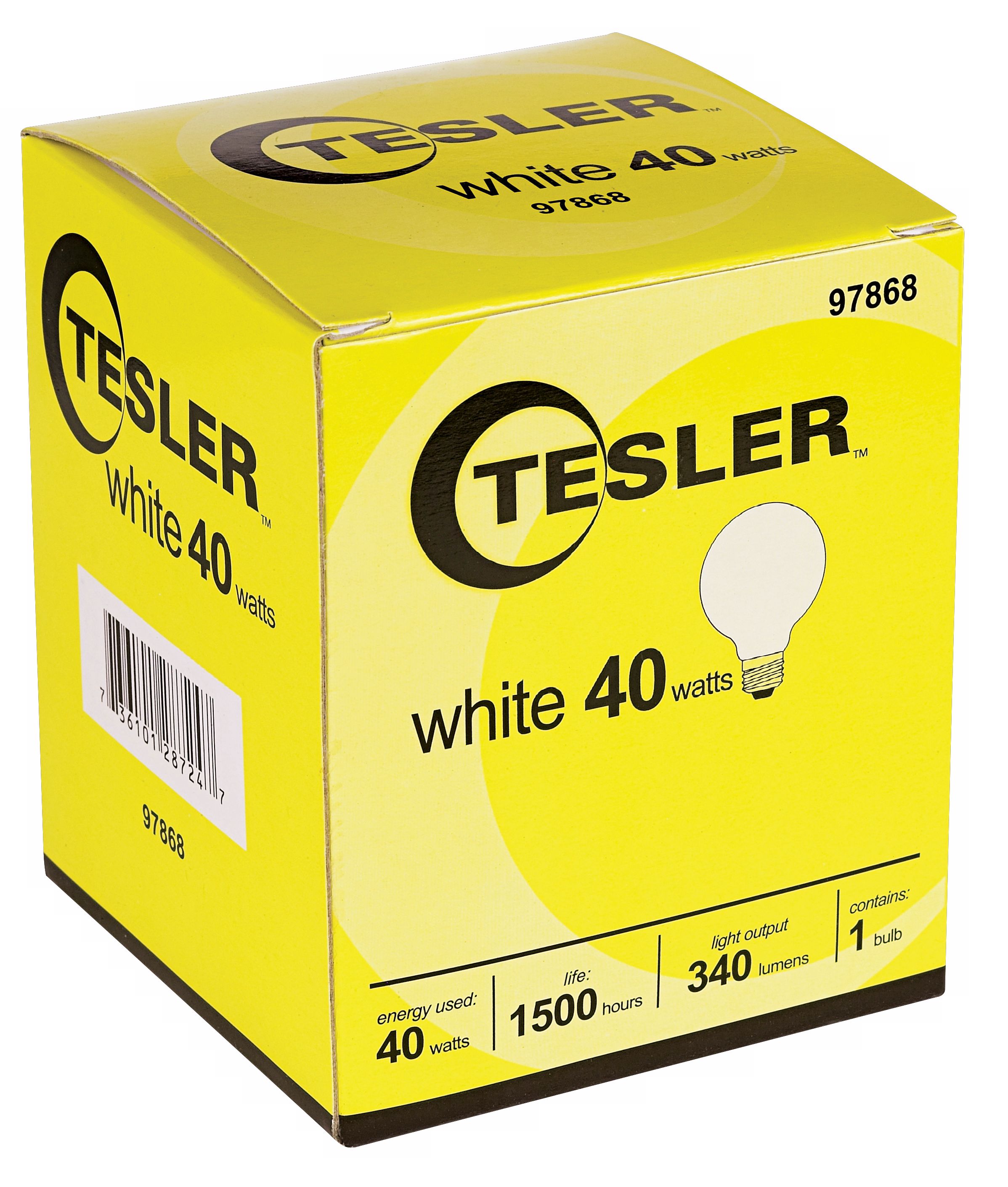 Tesler 40 Watt G25 White Glass Light Bulb