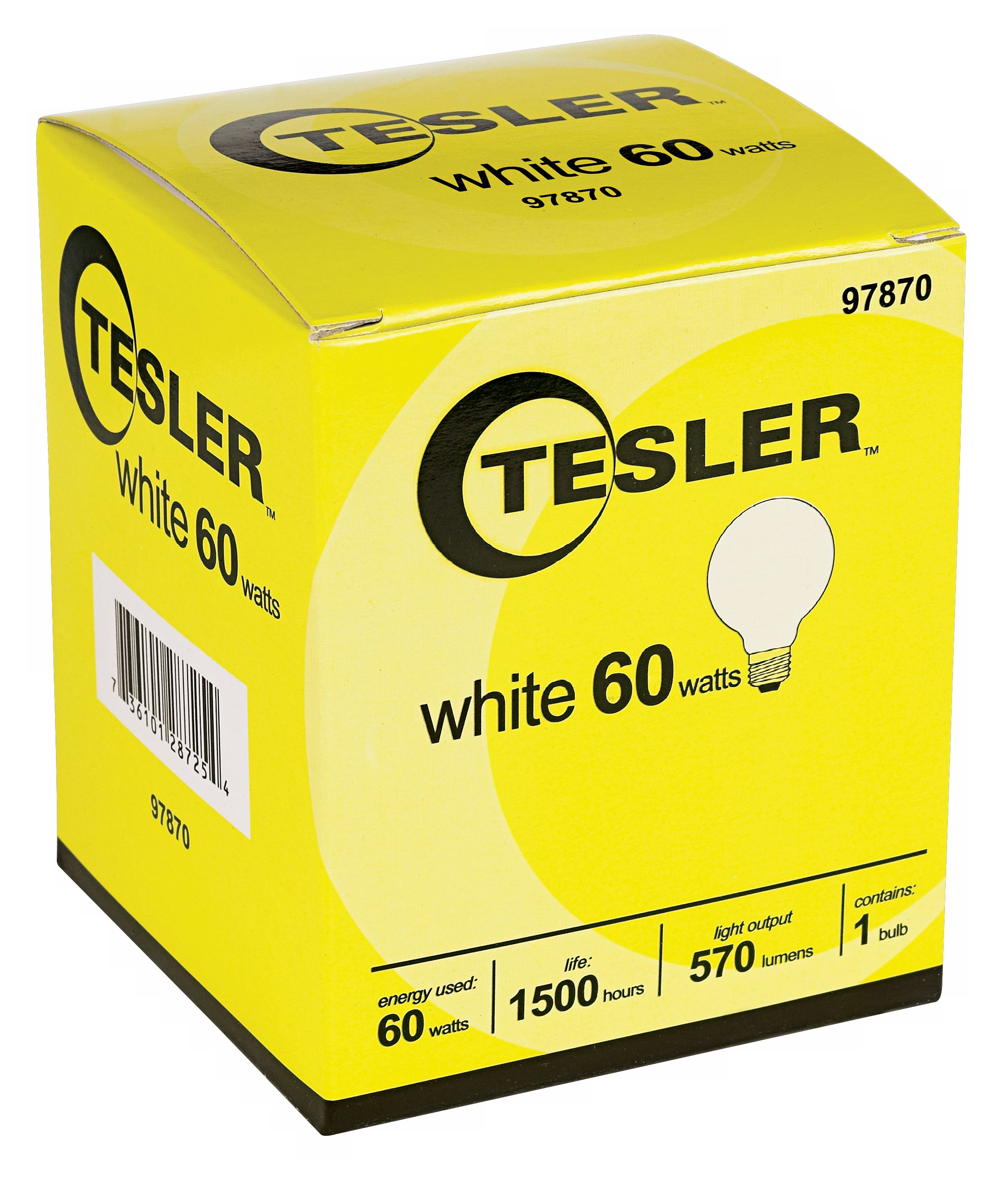 Tesler 60 Watt G25 White Glass Light Bulb