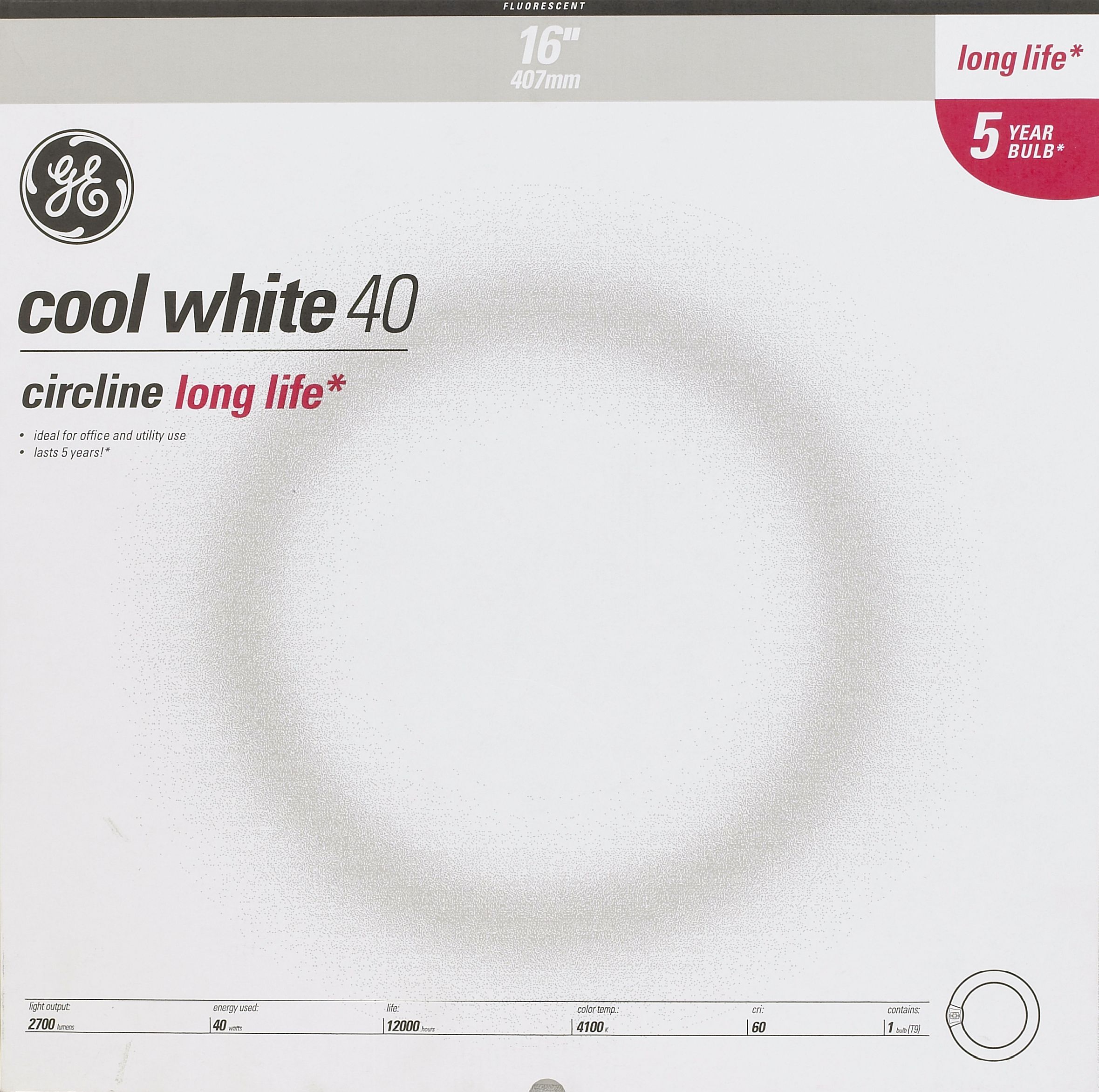 GE 40 Watt Cool White Fluorescent Light Bulb