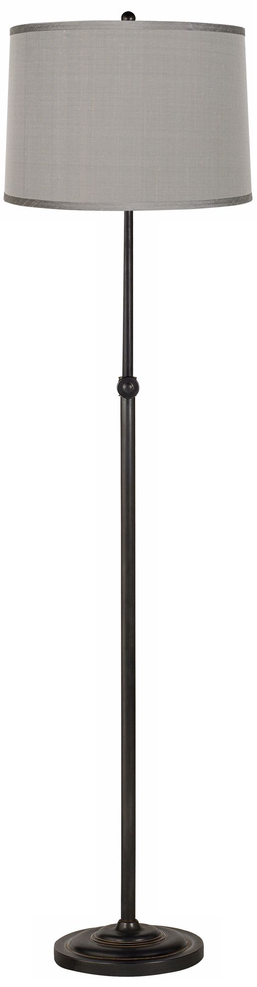 Platinum Grey Dupioni Bronze Adjustable Floor Lamp