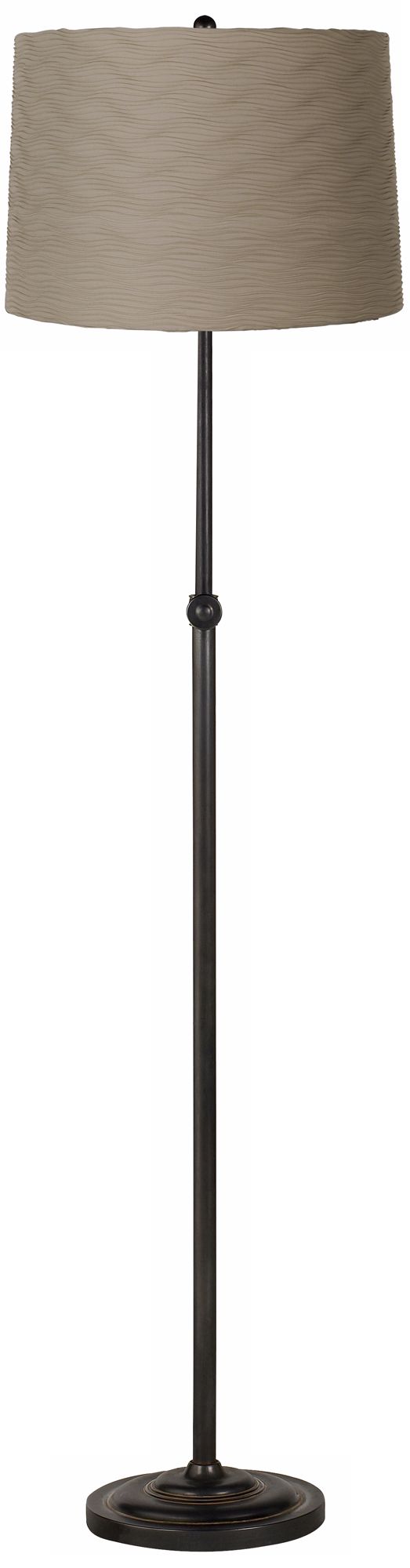 Taupe Wave Pleat Bronze Adjustable Floor Lamp