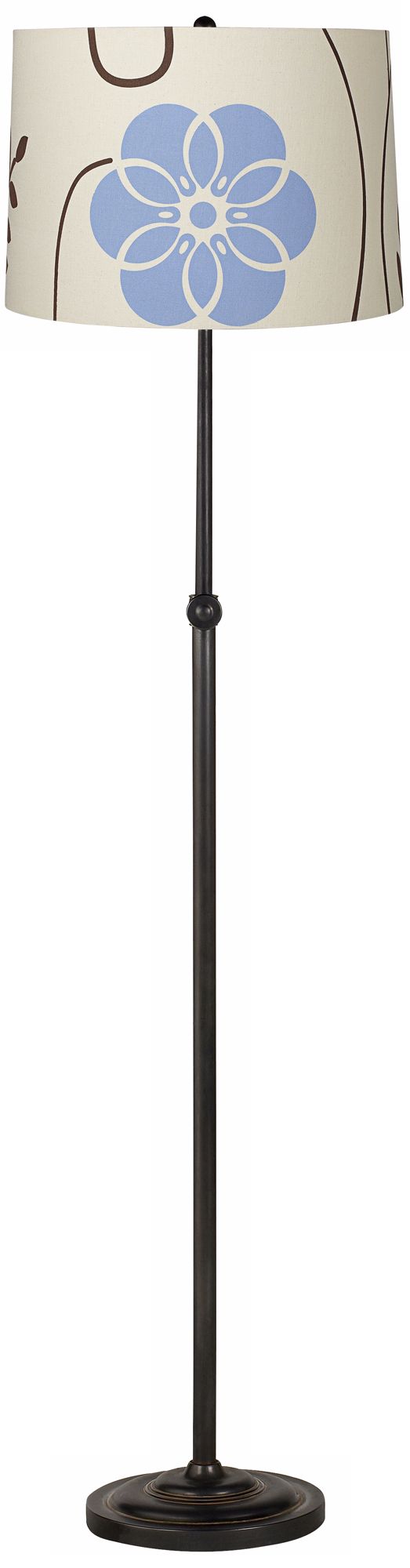 Blue Floral Bronze Adjustable Floor Lamp