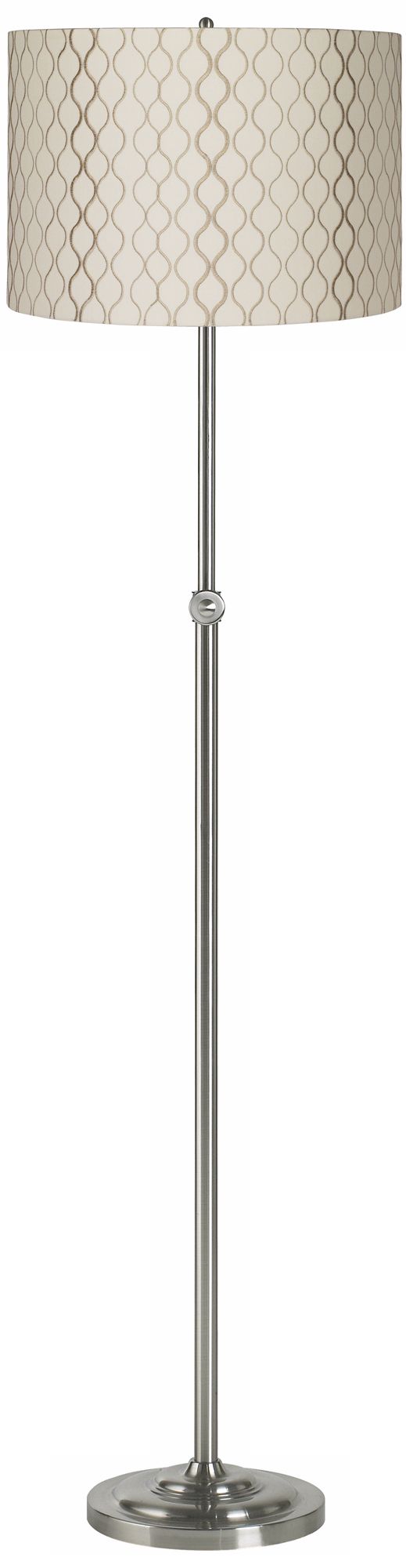 Embroidered Hourglass Brushed Steel Adjustable Floor Lamp