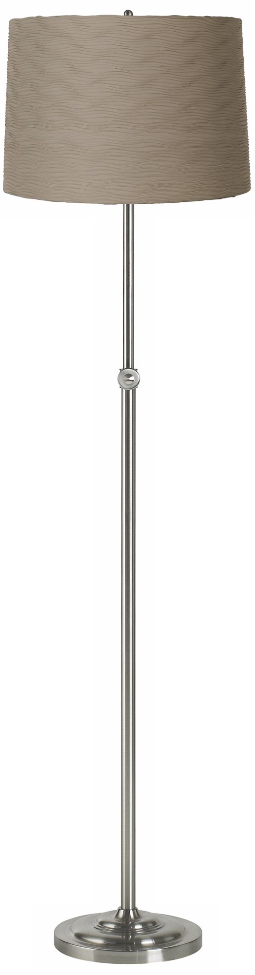 Taupe Wave Pleat Brushed Steel Adjustable Floor Lamp