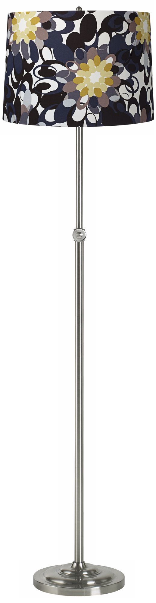 Black and Olive Brushed Steel Adjustable Floor Lamp