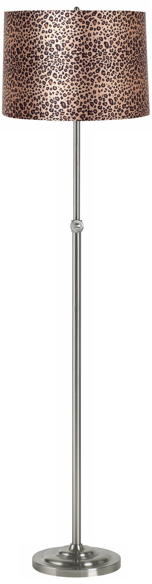 Leopard Print Brushed Steel Adjustable Floor Lamp