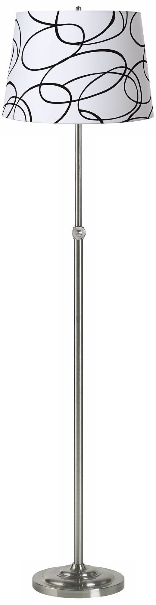 Black and White Squiggle Brushed Steel Adjustable Floor Lamp