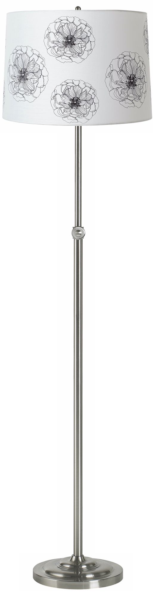 Flower Graphic Brushed Steel Adjustable Floor Lamp