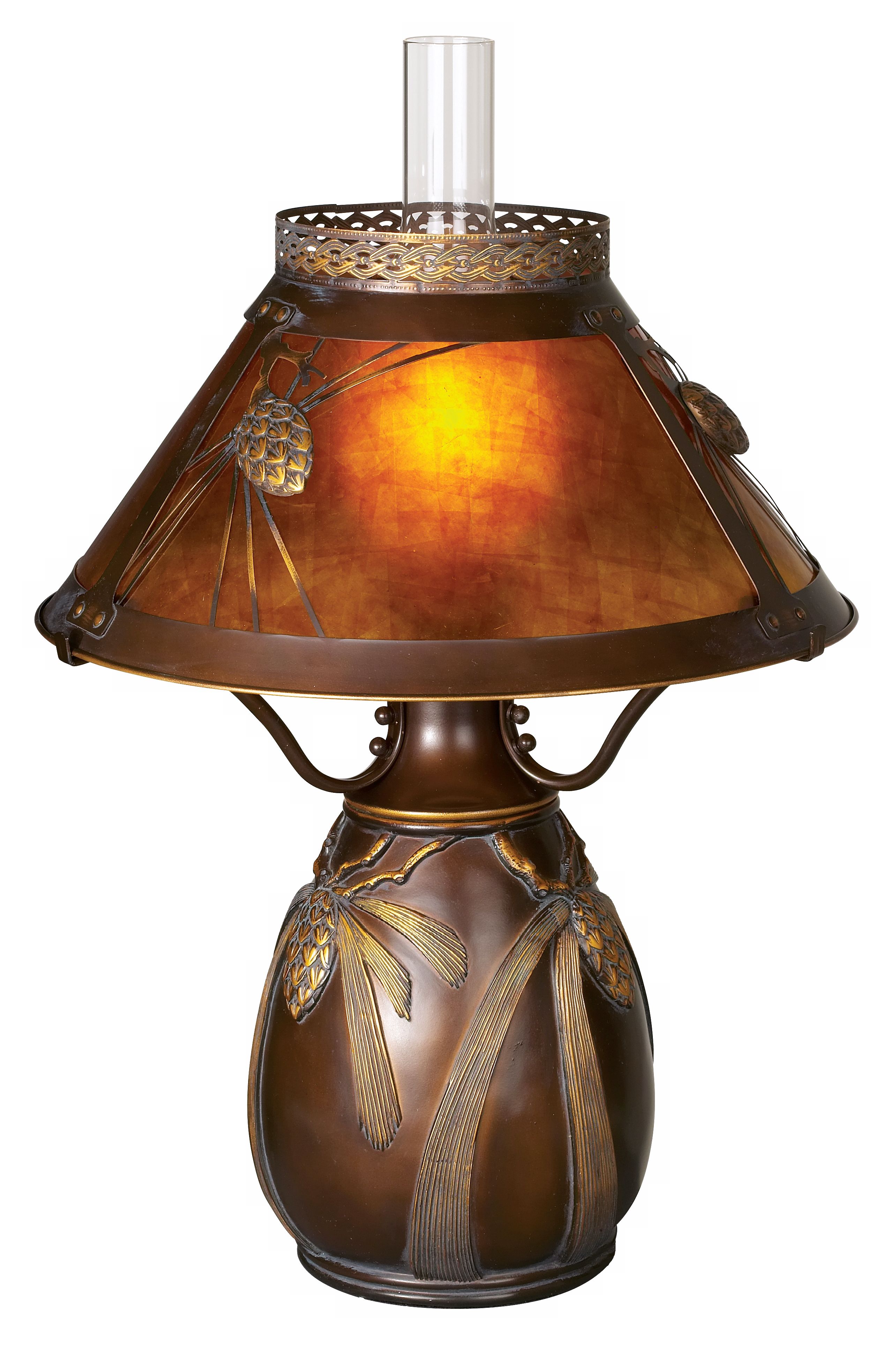 Dale Tiffany Pinecone Mica Hurricane Table Lamp
