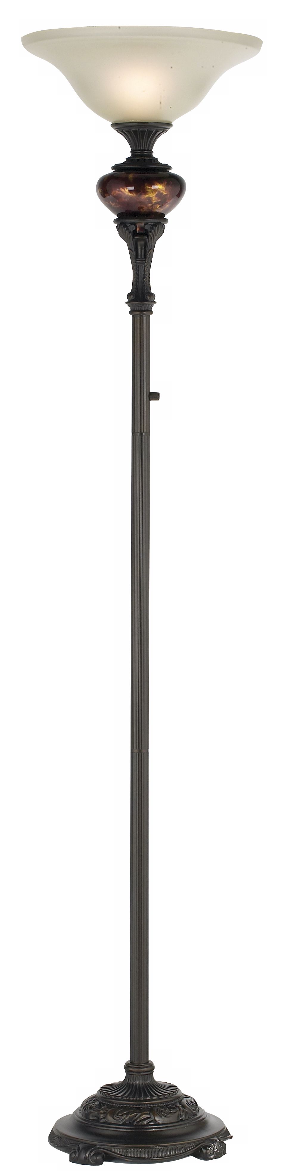 Bronze And Gold Tortoise Shell Torchiere Floor Lamp