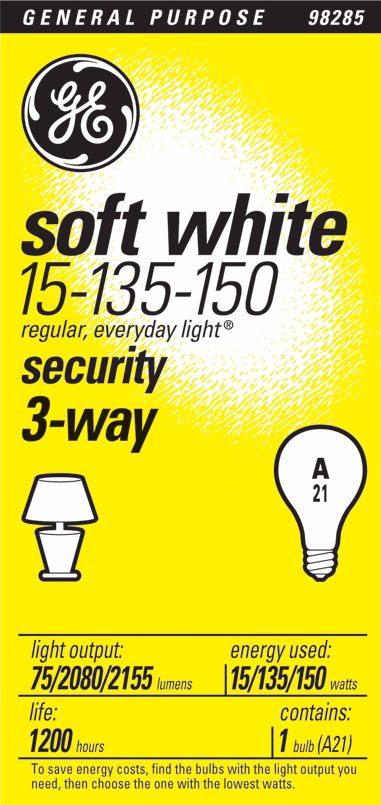 GE 3-Way 15-135-150 Watt Security Light Bulb