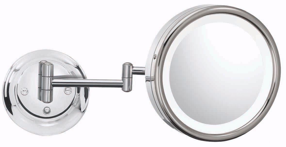 Aptations Chrome Pivot Arm Lighted Hardwired Wall Mirror