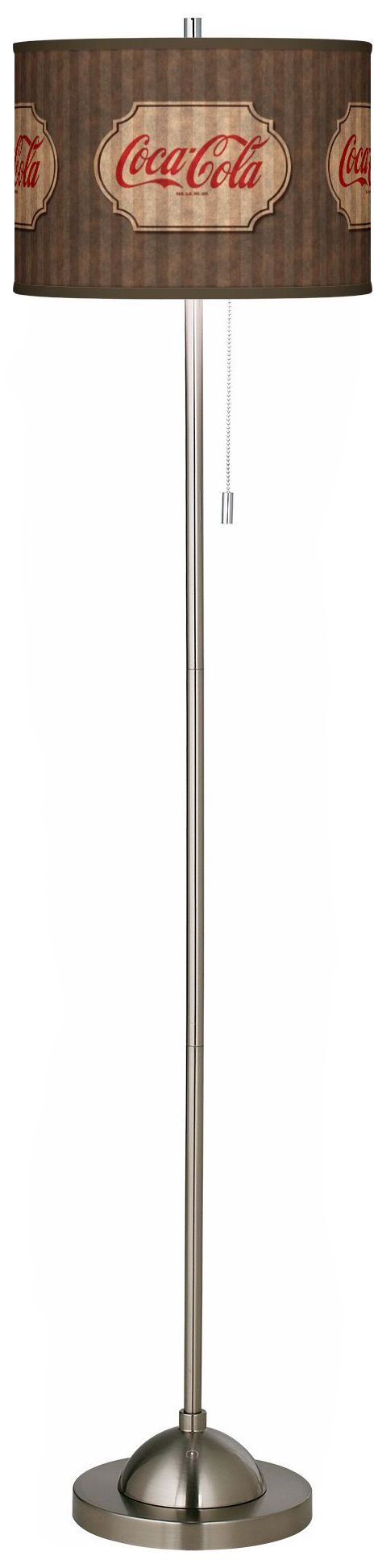 Coca-Cola&reg; Vintage Brown Nickel Pull Chain Floor Lamp