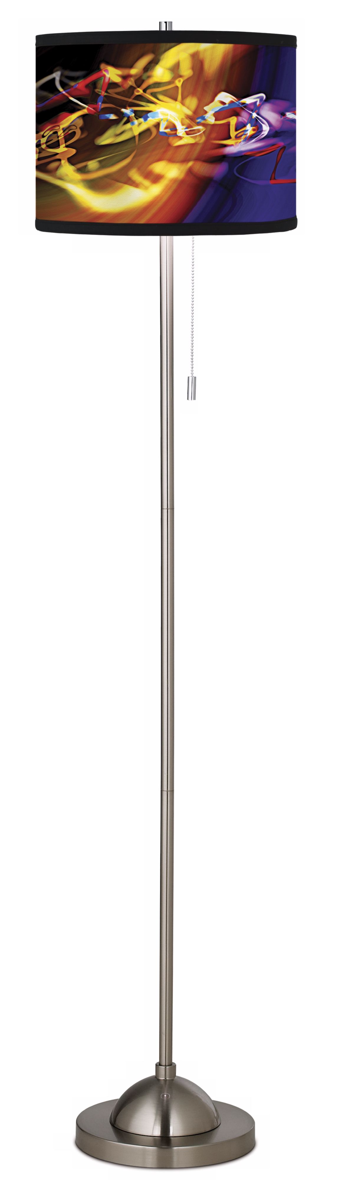 Giclee Yellow Flare Brushed Nickel Pull Chain Floor Lamp