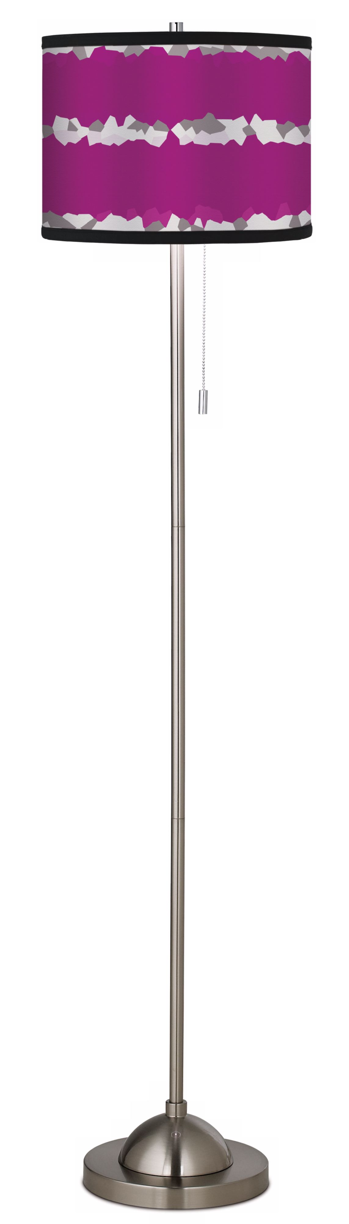Giclee Pink Soundwaves Brushed Nickel Pull Chain Floor Lamp