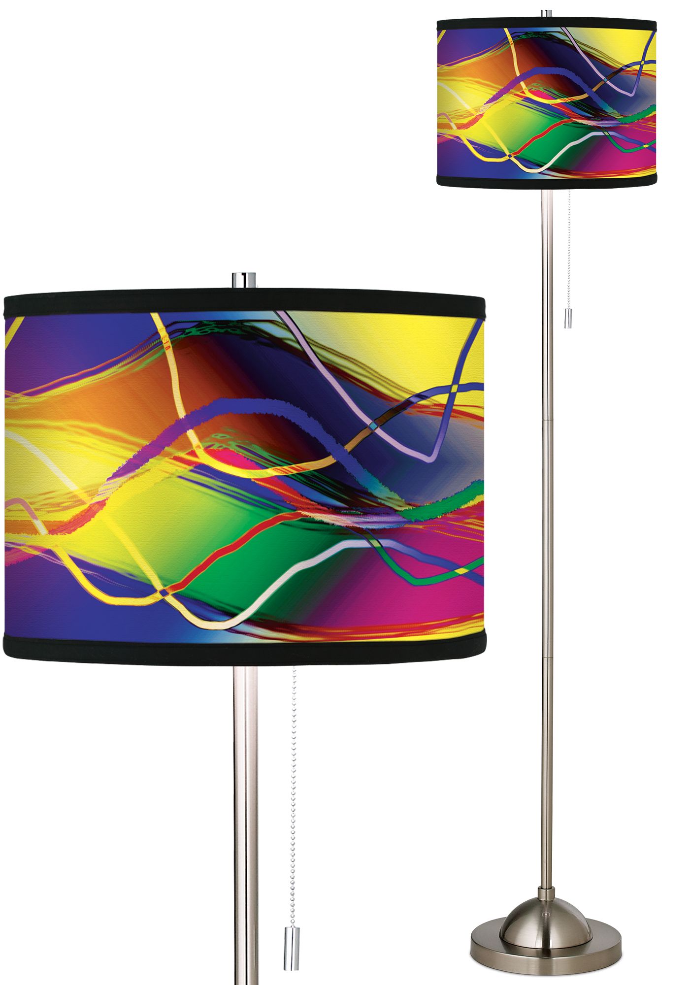Colors In Motion Light Giclee Brushed Nickel Floor Lamp