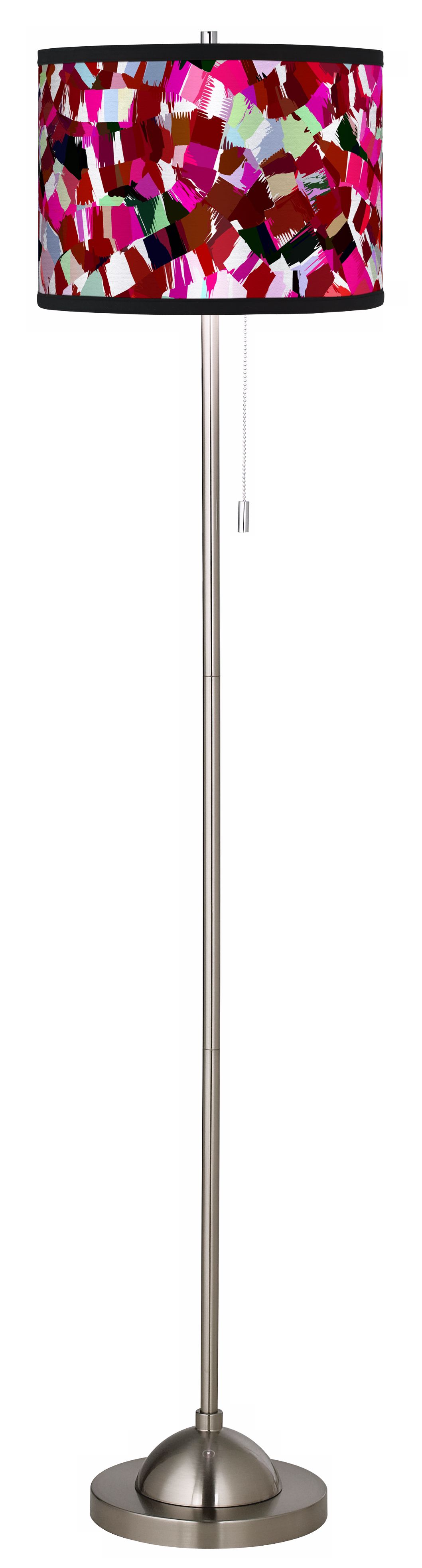 Giclee Palette Dots Brushed Nickel Pull Chain Floor Lamp