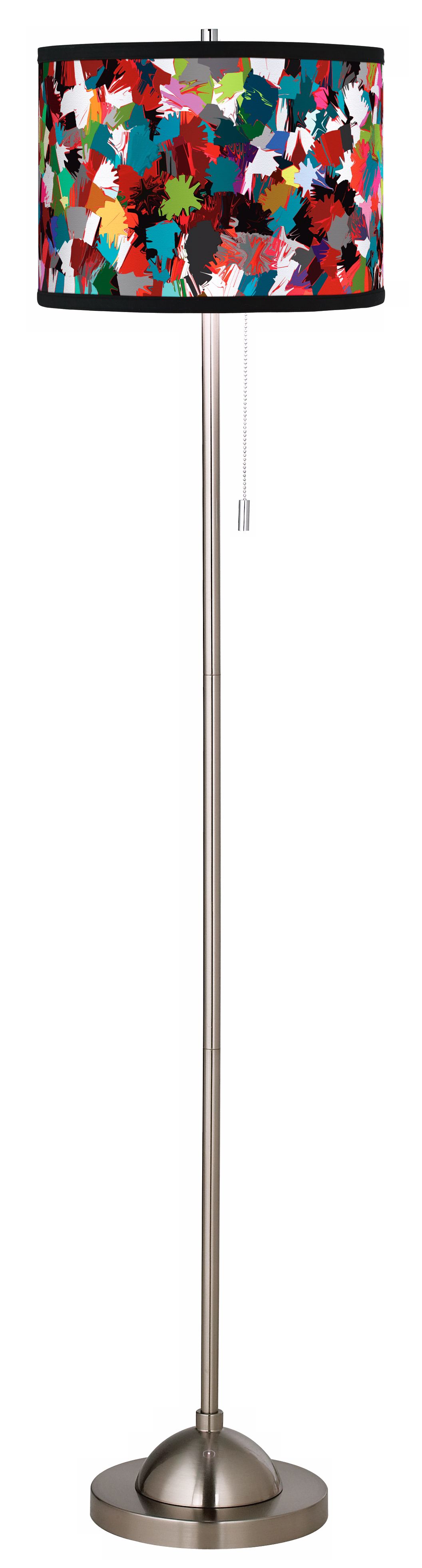 Giclee Color Splatter Brushed Nickel Pull Chain Floor Lamp