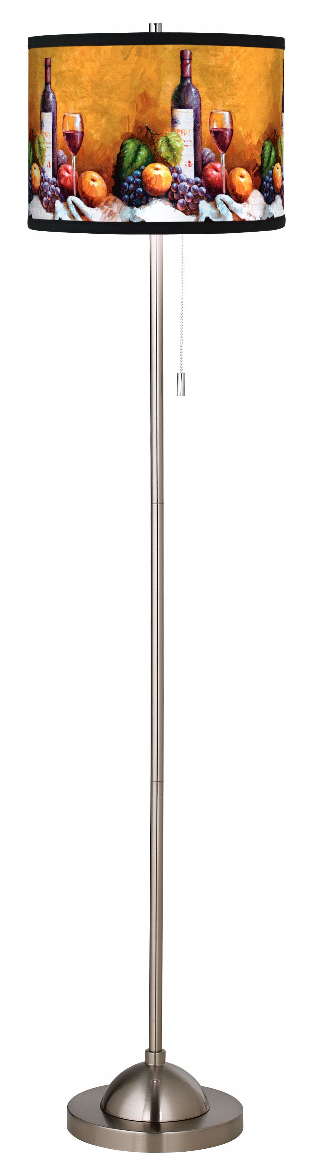 Giclee Wine And Fruit Brushed Nickel Pull Chain Floor Lamp