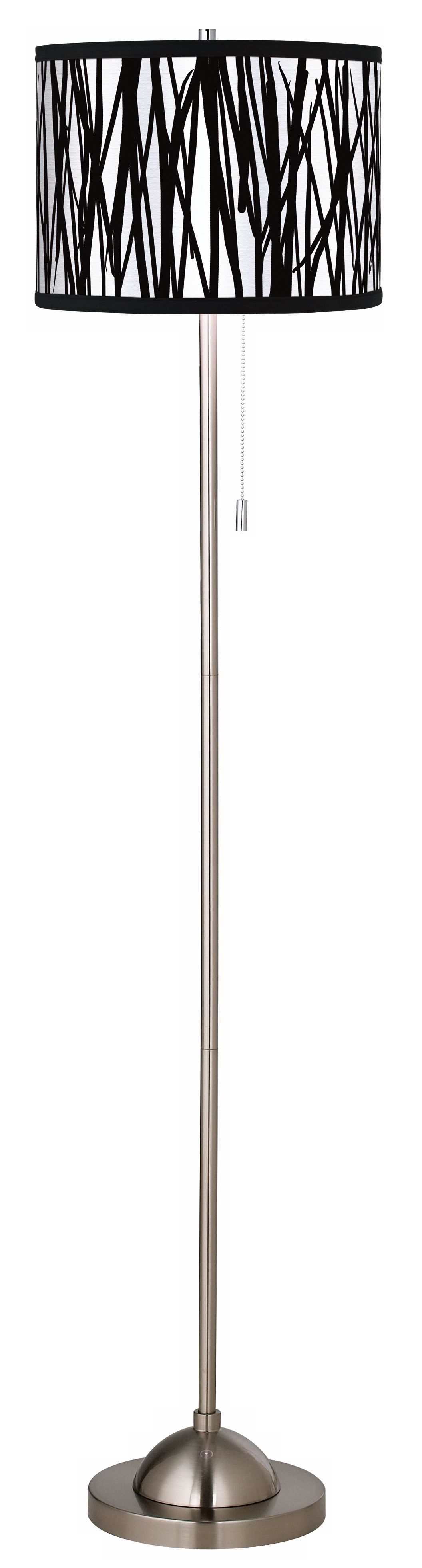 Giclee Black Jagged Stripes Brushed Nickel Pull Chain Floor Lamp