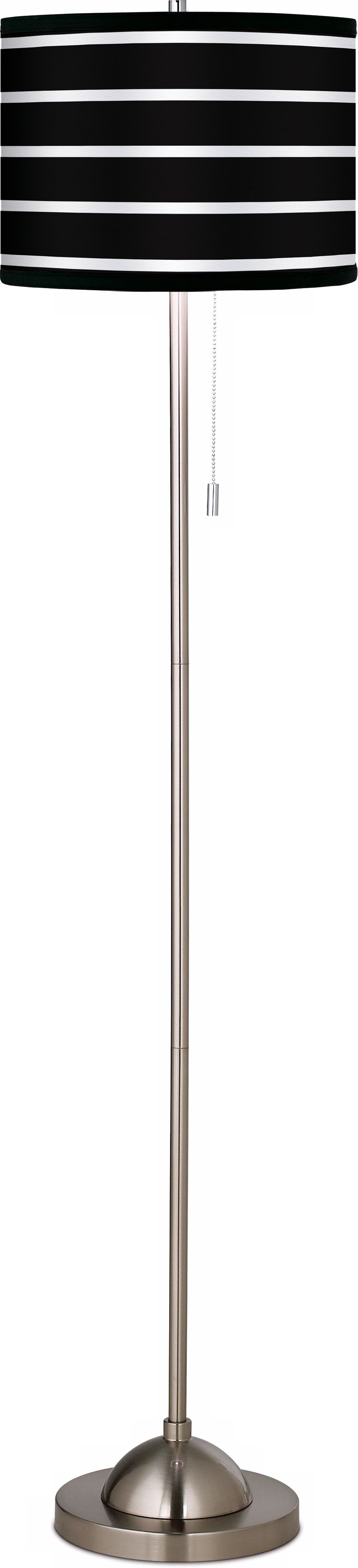 Giclee Bold Black Stripe Brushed Nickel Pull Chain Floor Lamp