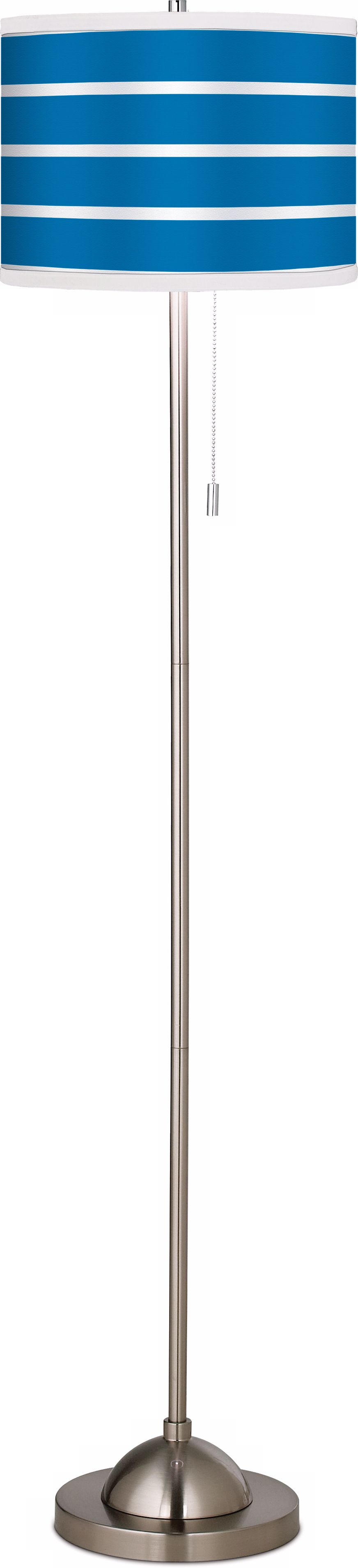 Giclee Bold Blue Stripe Brushed Nickel Pull Chain Floor Lamp