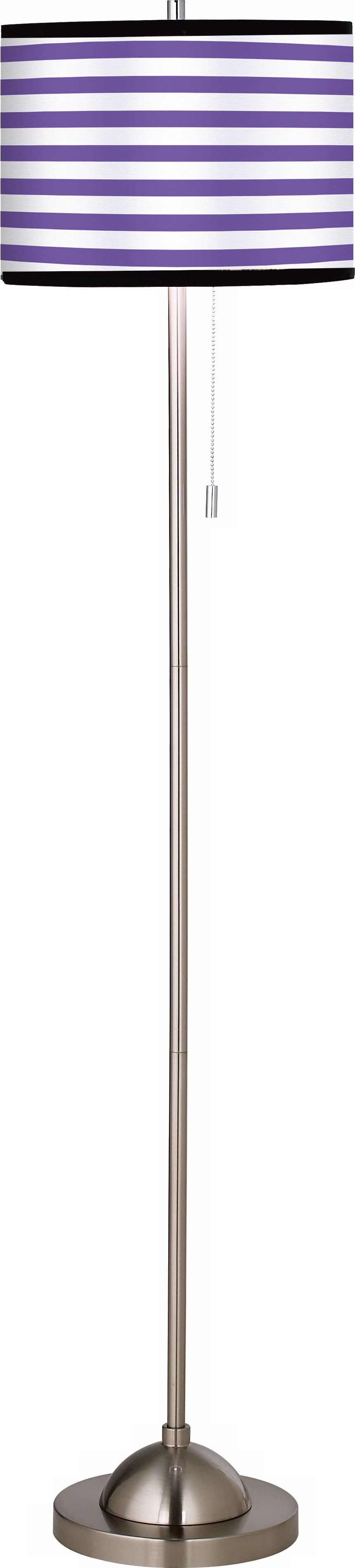 Giclee Purple Stripe Brushed Nickel Pull Chain Floor Lamp