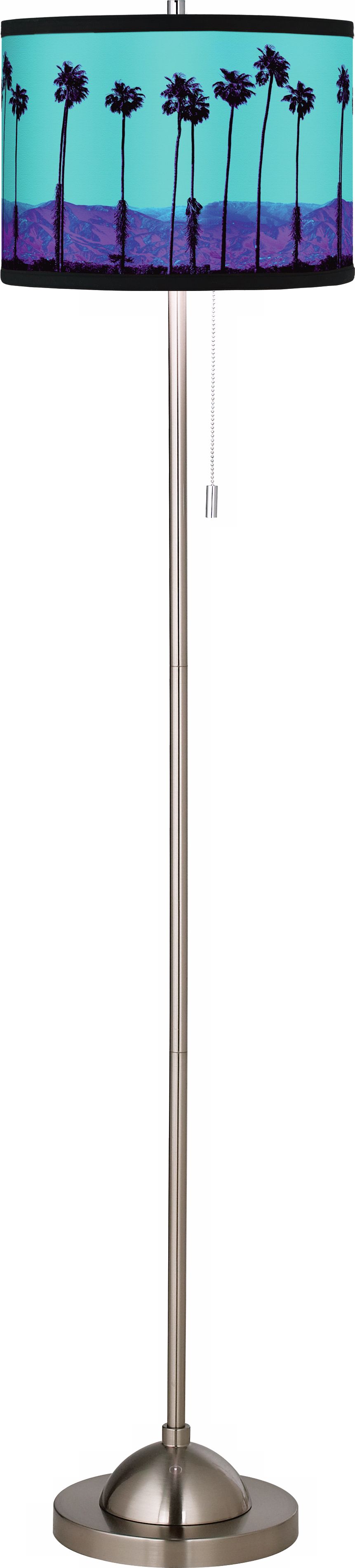 Giclee Palm Tree Haze Brushed Nickel Pull Chain Floor Lamp