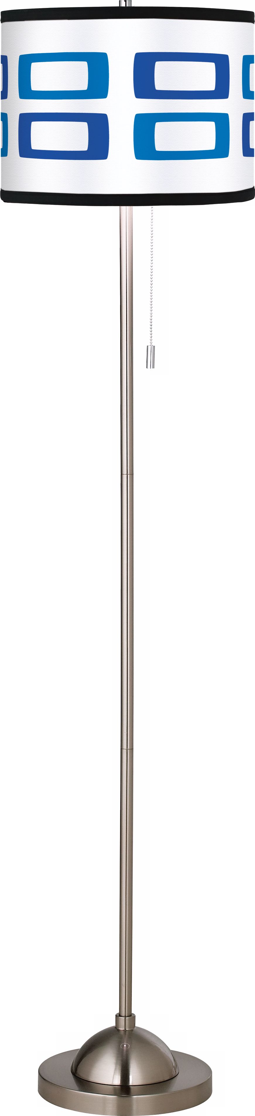 Giclee Blue Rectangles Brushed Nickel Pull Chain Floor Lamp