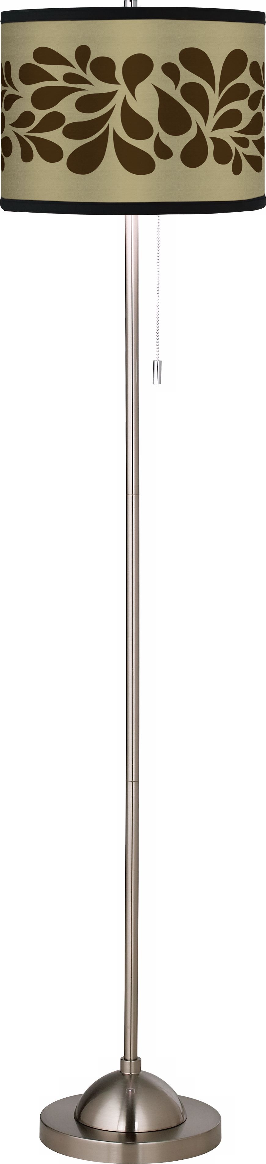 Giclee Brown Splash On Tan Brushed Nickel Pull Chain Floor Lamp