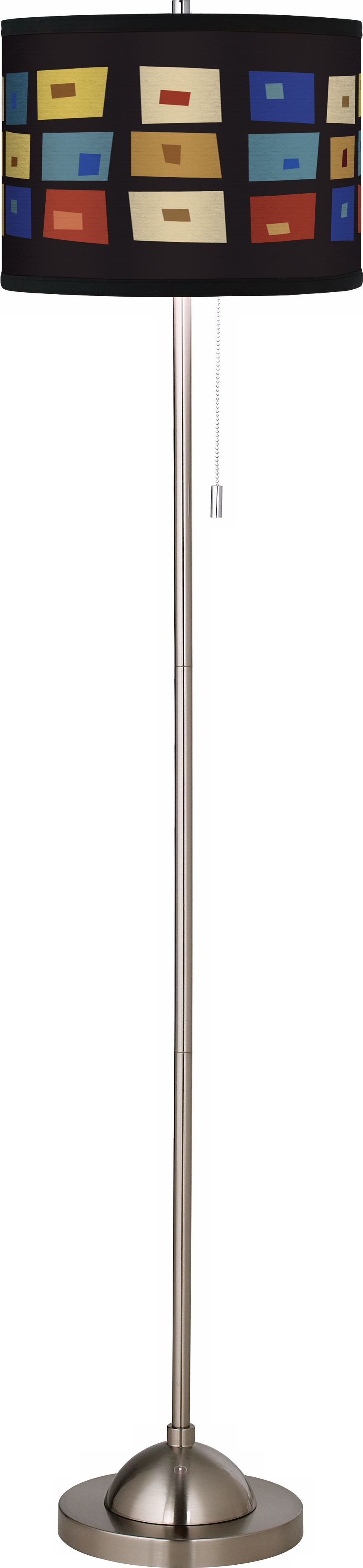 Giclee Palette Squares Brushed Nickel Pull Chain Floor Lamp