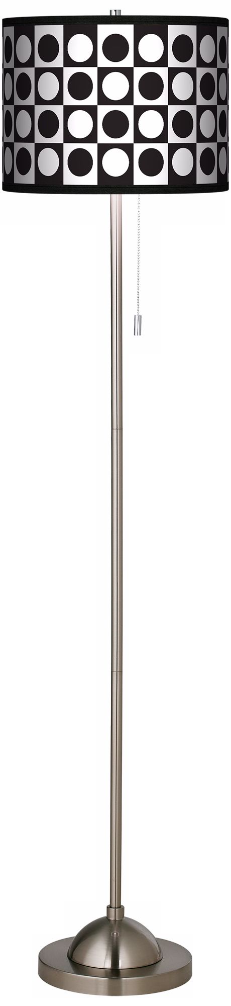 Black - White Dotted Squares Giclee Floor Lamp