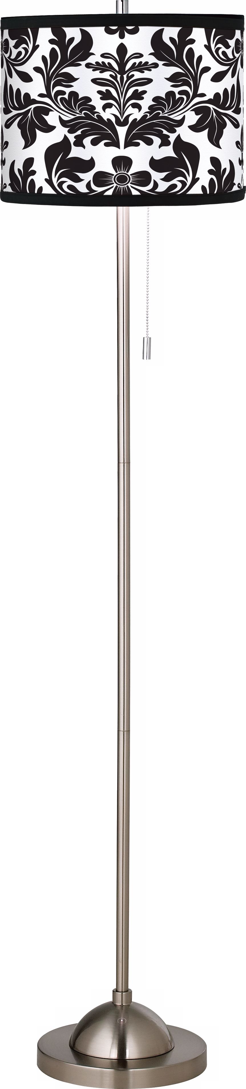 Black Flourish Giclee Floor Lamp