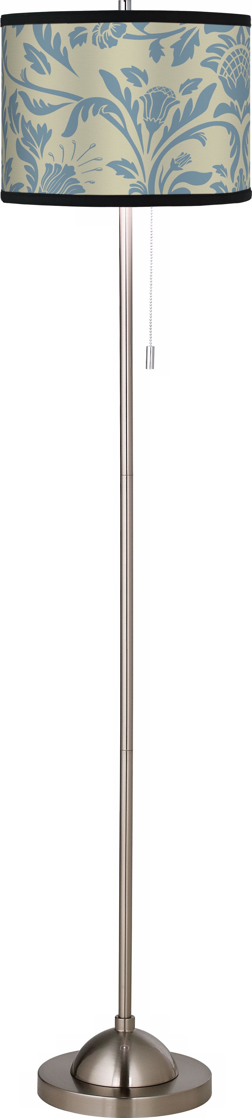 Champagne Blue Floret Giclee Floor Lamp