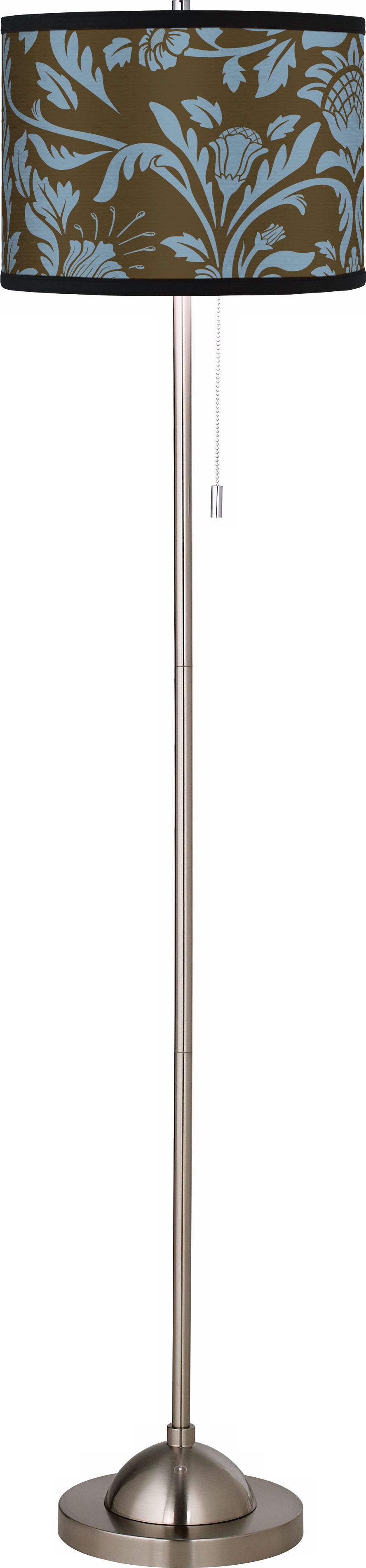 Olive Blue Floret Giclee Floor Lamp