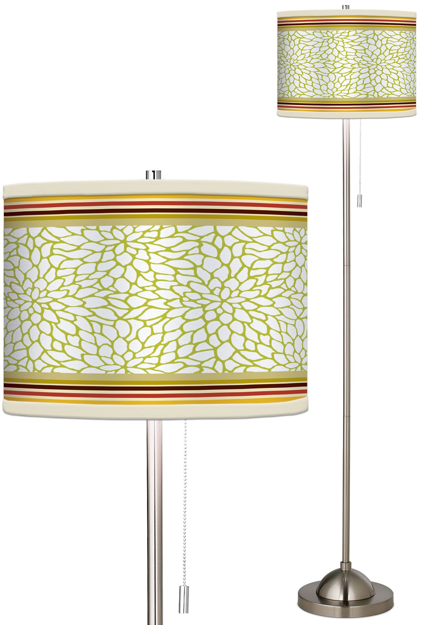 Stacy Garcia Lemongrass Dahlia Brushed Steel Giclee Floor Lamp