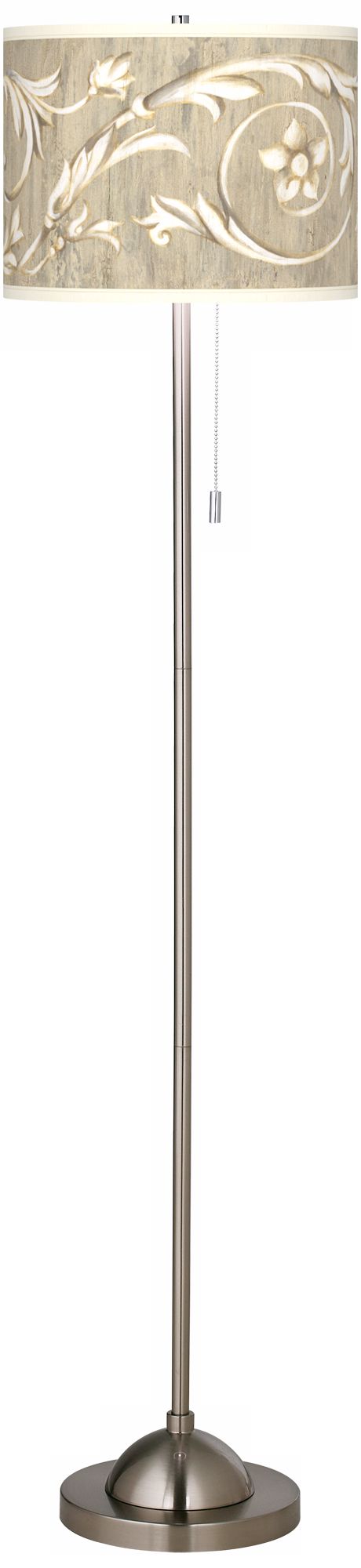 Laurel Court Giclee Shade Brushed Nickel Contemporary Floor Lamp