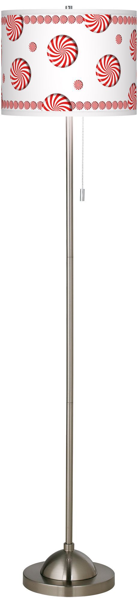Peppermint Pinwheels Giclee Shade Brushed Nickel Floor Lamp