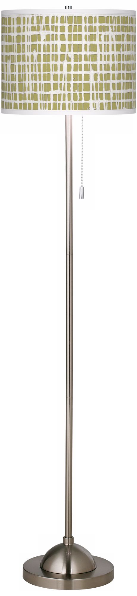 Ecru Screen Linen Giclee Contemporary Floor Lamp