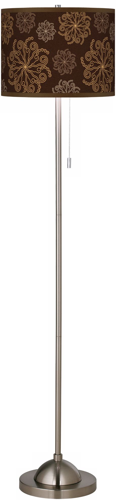 Chocolate Blossom Linen Giclee Contemporary Floor Lamp