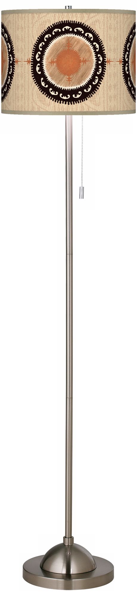 Travelers Compass Brushed Nickel Contemporary Floor Lamp
